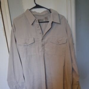 Casual Beige Button-Up Shirt